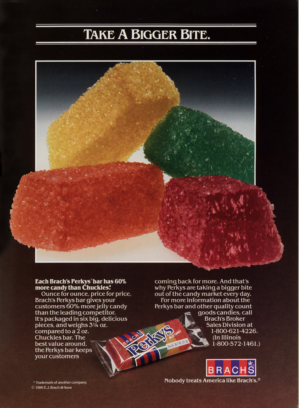 http://www.collectingcandy.com/wordpress/wp-content/uploads/2012/02/Brachs-Perkys-Take-a-Bigger-Bite-trade-ad-Candy-Wholesaler-magazine-July-August-1987.jpg
