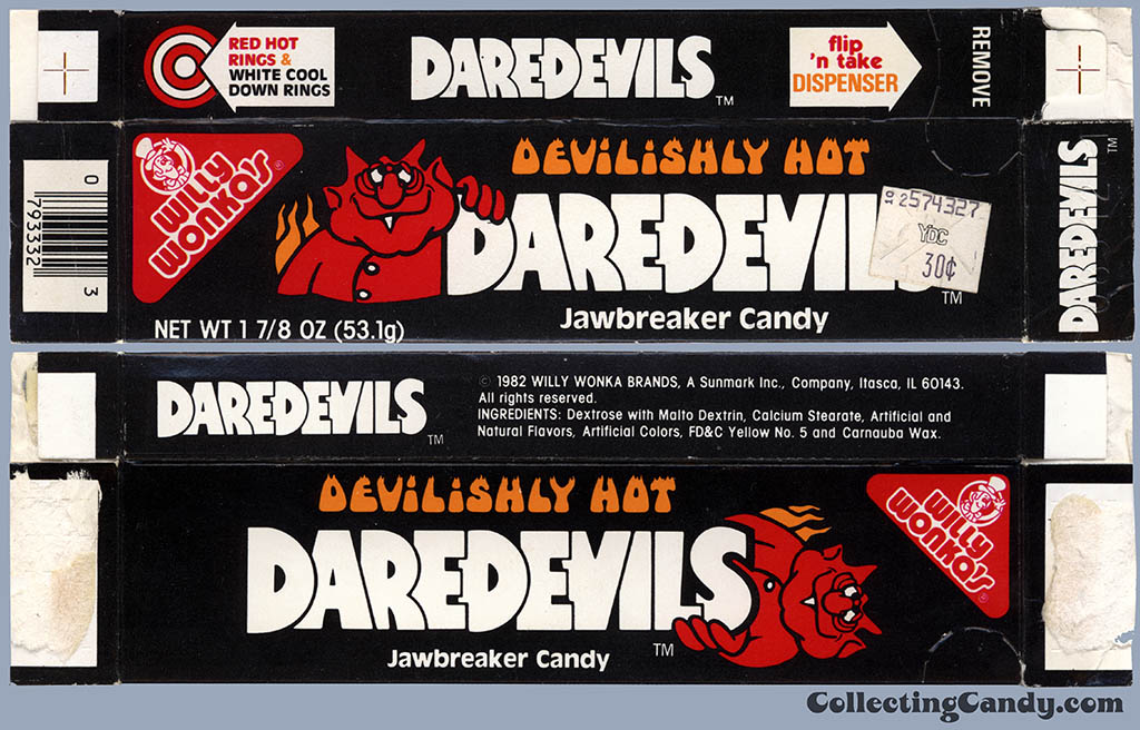 Sunmark - Willy Wonka's - Daredevils hot jawbreaker candy - box - 1982