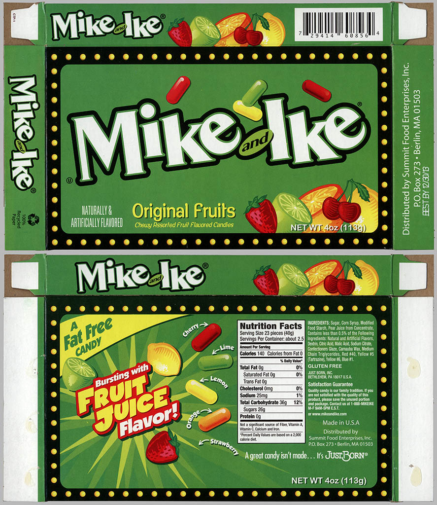 Cc Just Born Summit Food Ent Mike And Ike Original Fruit Movie Theater Edition Candy Box 12 Collectingcandy Com