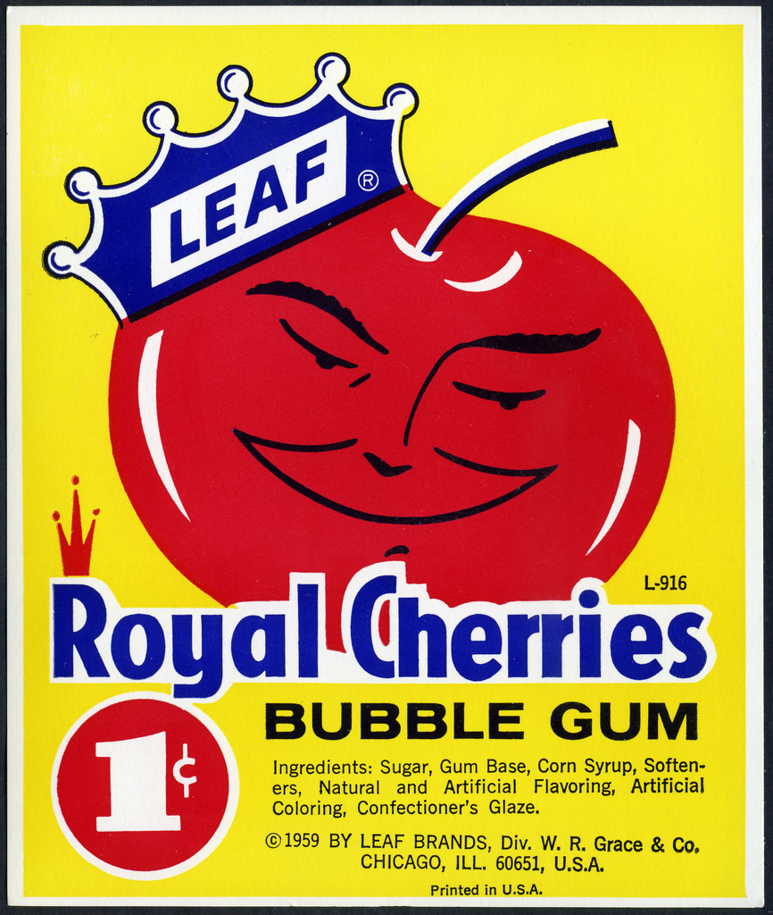 Leaf Hot Apple Bubble Cinnamon Gum Ball Machine Vending Display Card 1960s New 