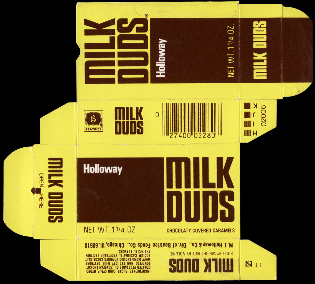 Holloway - Milk Duds - candy box - mid-1970's