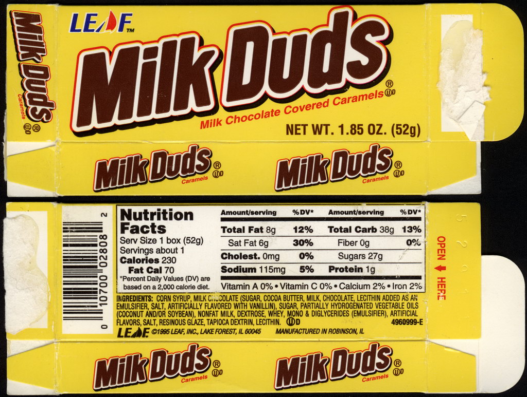 Leaf - Milk Duds - 1.85oz candy box - 1995