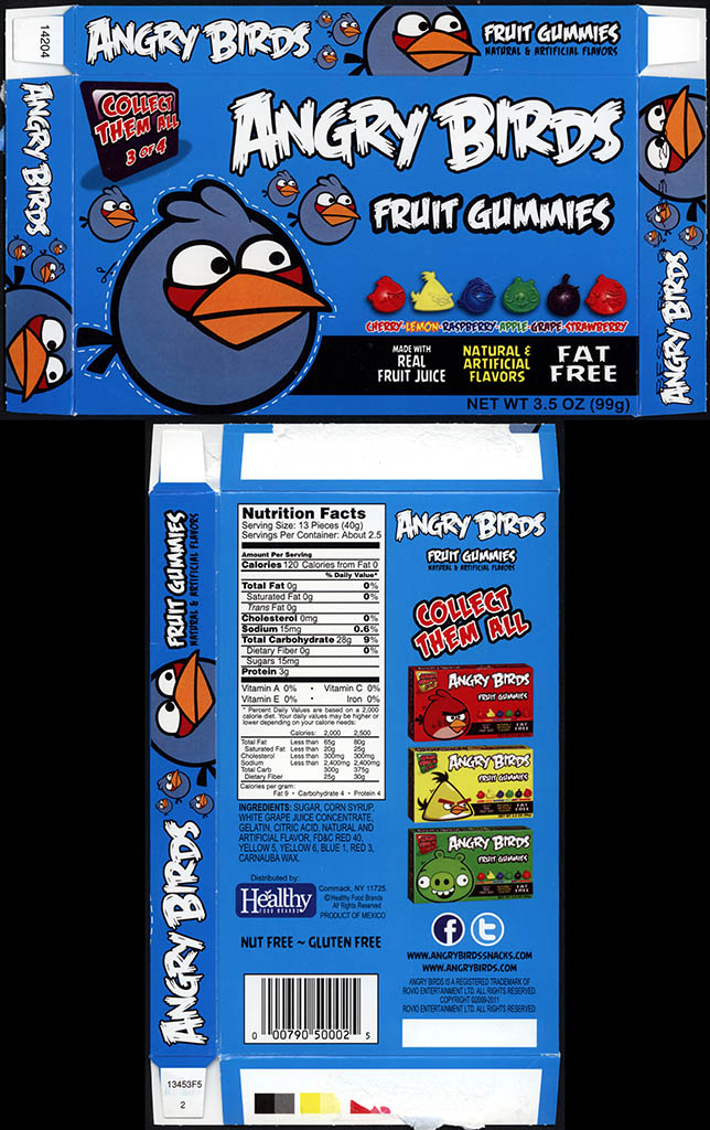 Healthy Food Brands - Angry Birds - Fruit Gummies - 3 of 4 - Blue Bird - candy box - 2011