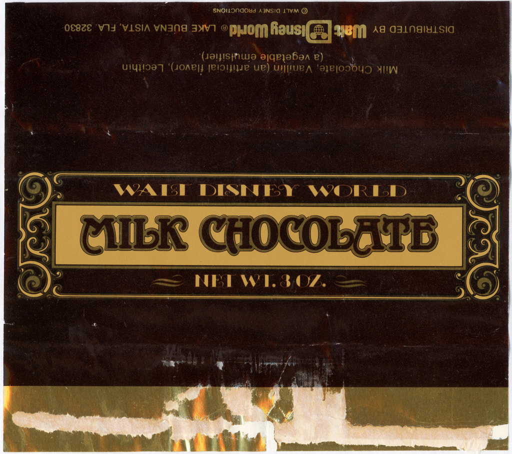 Walt Disney World - Milk Chocolate bar candy wrapper - 1970's