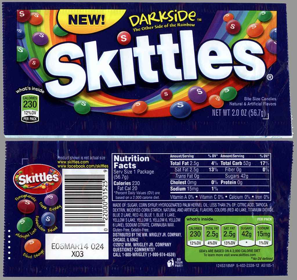 Wrigley - Skittles - Darkside - NEW - candy package - December 2012