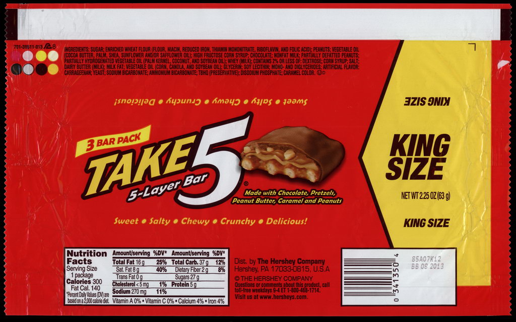 Hershey - Take 5 - King Size - candy package wrapper - 2012