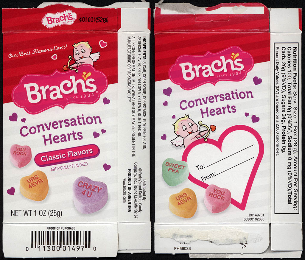 Farley's and Sathers - Brach's - Valentine's Conversation Hearts - candy box - 2013