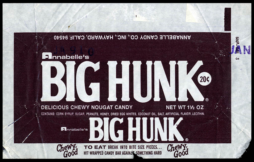 Annabelle's Big Hunk 10-cent candy bar wrapper - 1970's