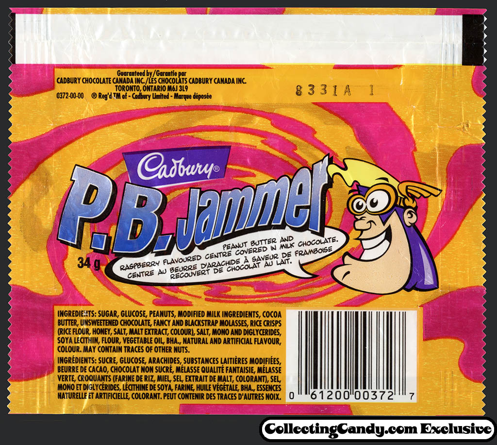 Canada - Cadbury PB Jammer - chocolate candy bar wrapper - 1990's