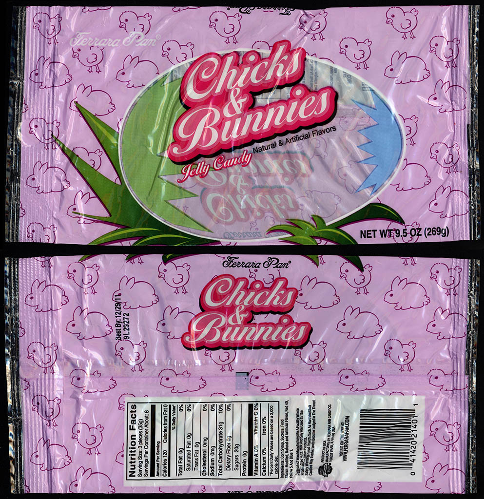 Ferrara Pan - Chicks and Bunnies Jelly Candy - 9.5oz Easter candy package - 2010