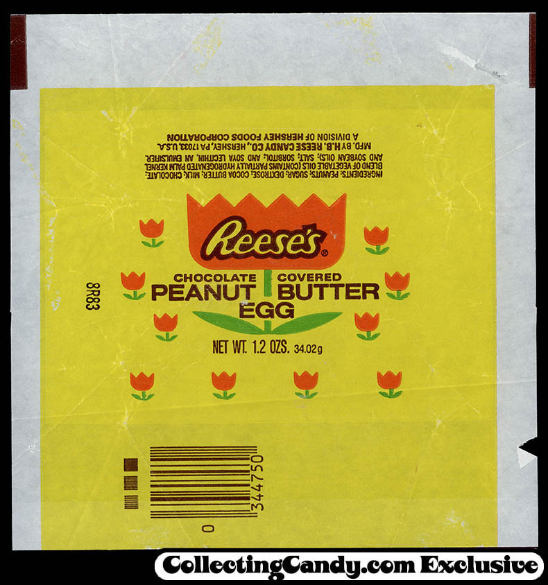 Hershey - Reese's Chocolate Covered Peanut Butter Egg - Easter candy wrapper - 1983