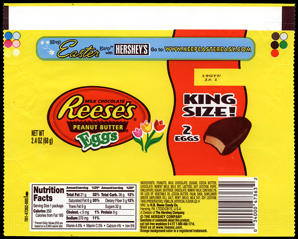Hershey - Reese's Peanut Butter Egg - King Size - Keep Easter Easy - candy wrapper - 2012