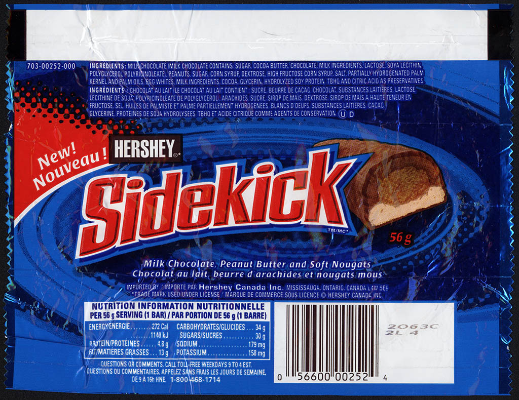 Canada - Hershey - Sidekick - NEW - candy bar wrapper - 2003