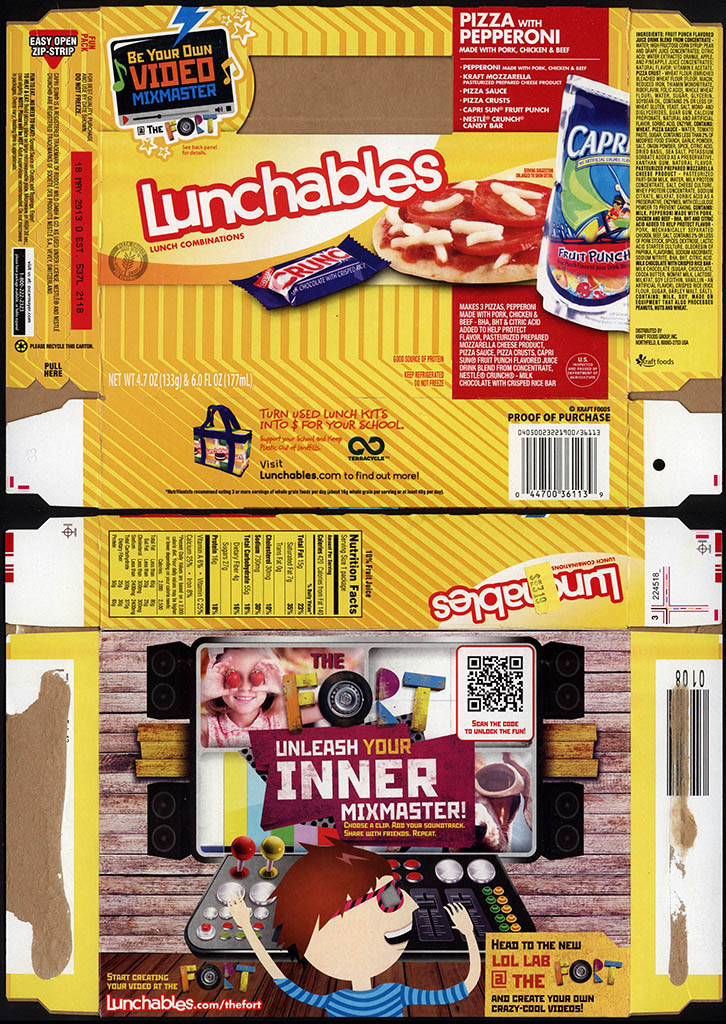 Kraft Foods - Lunchables - Pizza with Pepperoni - Nestle Crunch - package box - 2013