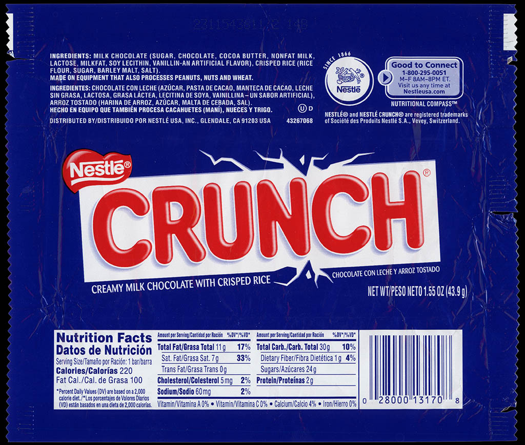 Nestle - Crunch - chocolate candy bar wrapper - 2012