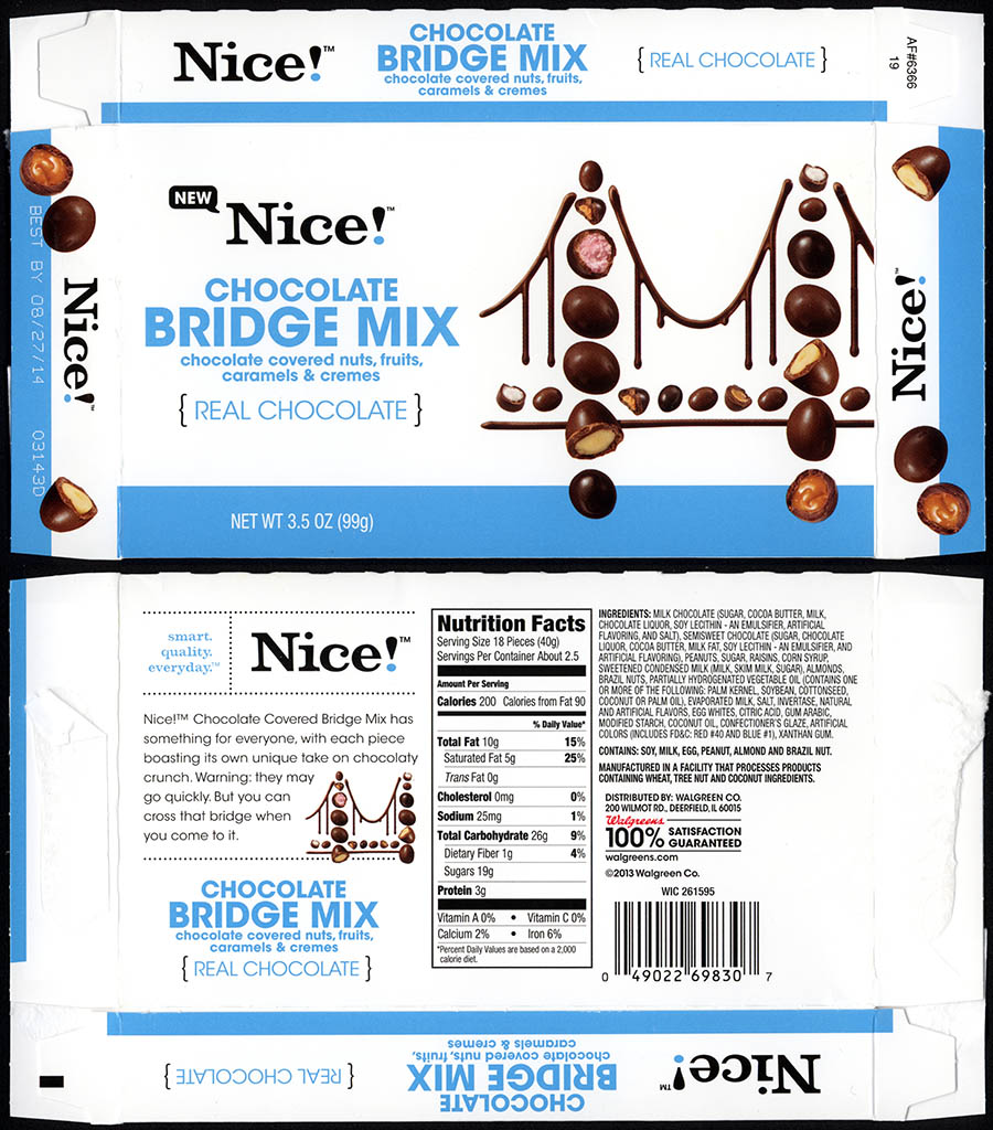 Walgreens - Nice - Chocolate Bridge Mix - boxed store-brand candy - 2013