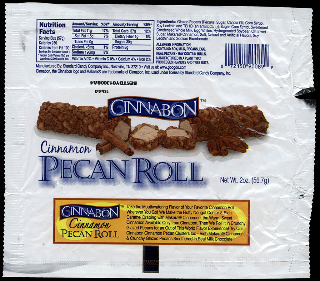 Standard Candy Company - Cinnabon - Cinnamon Pecan Roll - candy wrapper - 2007
