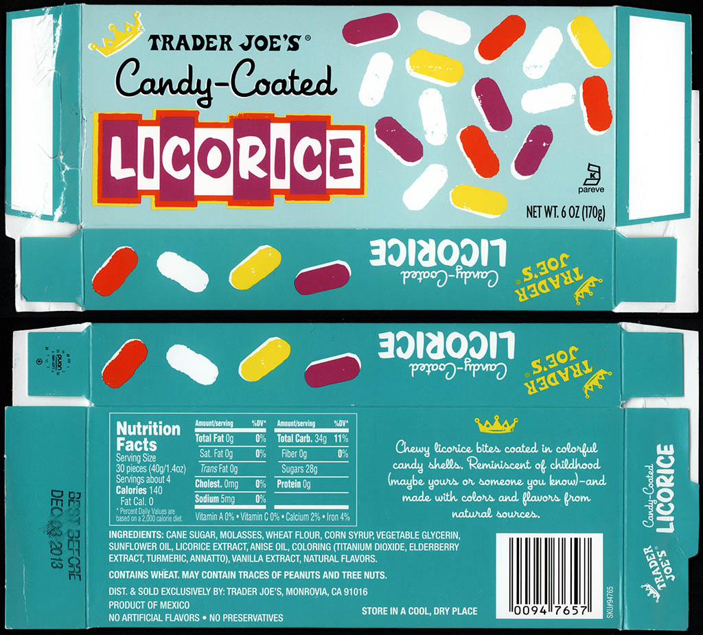 Trader Joe's Candy-Coated Licorice - 6oz candy box - July 2013