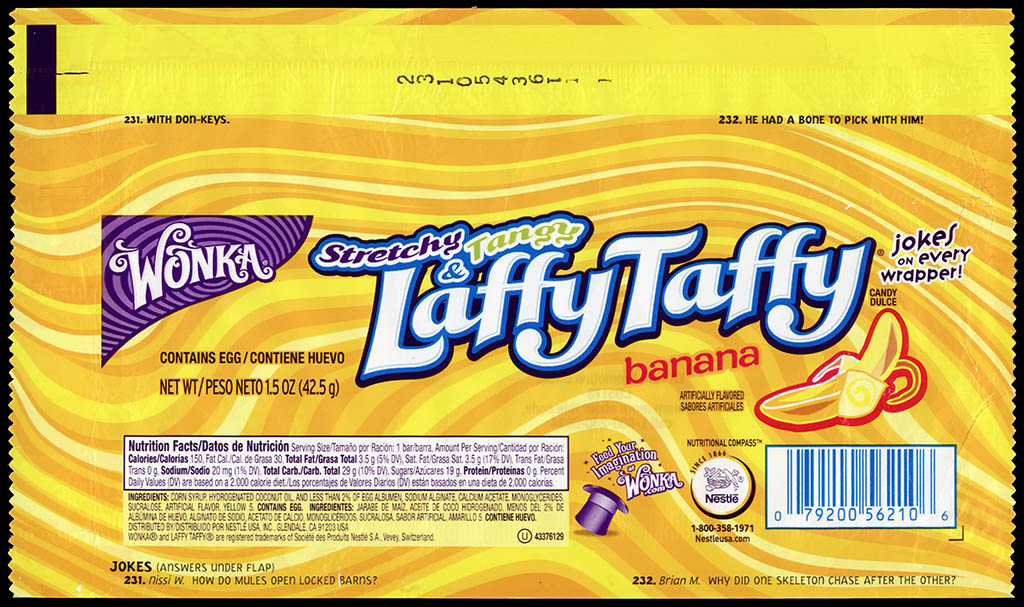 Nestle - Wonka - Laffy Taffy - Banana - candy wrapper - 2013