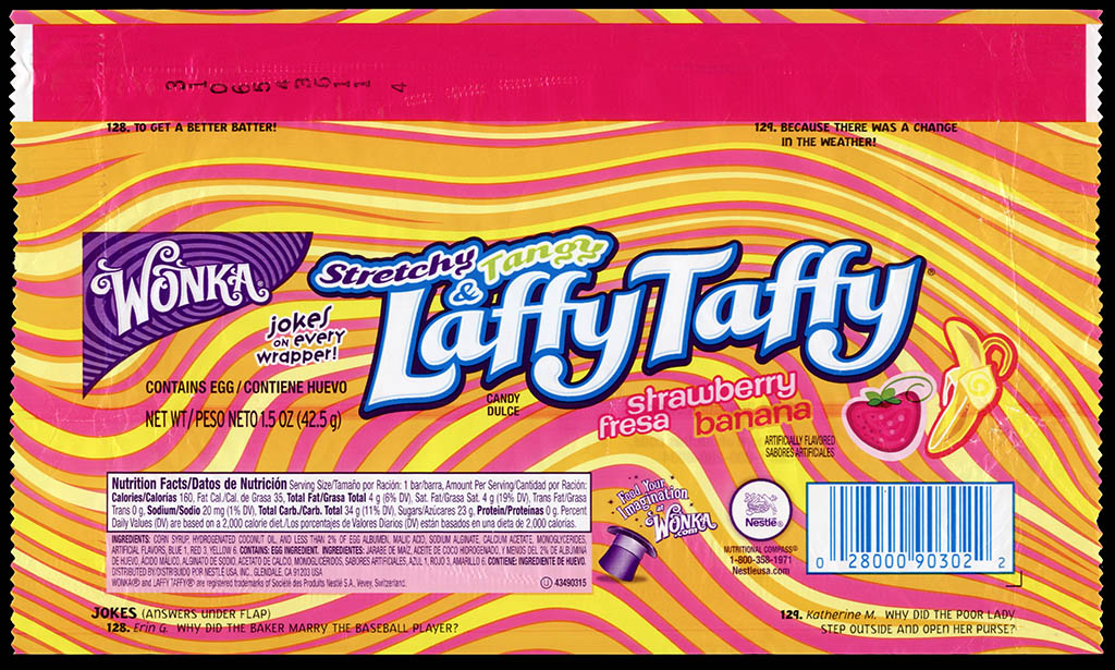 Nestle - Wonka - Laffy Taffy - Strawberry-Banana - 7-Eleven exclusive flavor - candy wrapper - August 2013