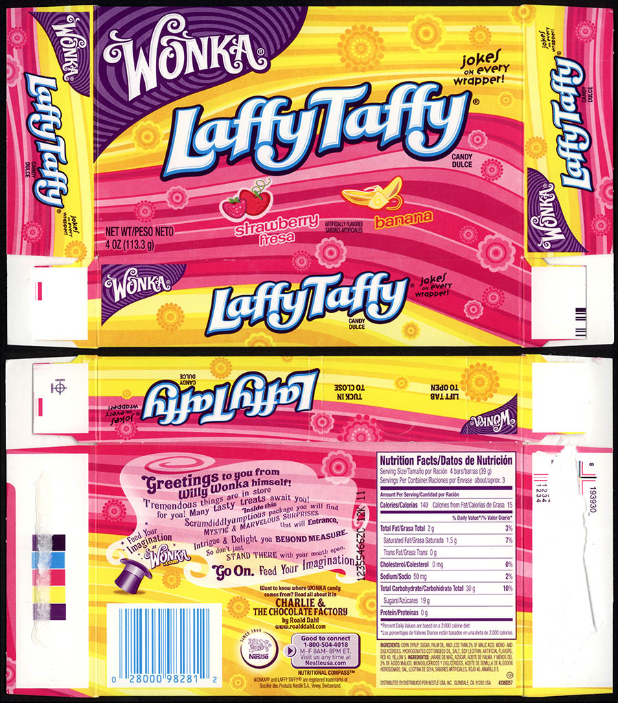 Nestle - Wonka - Laffy Taffy - Strawberry and Banana - 4 ounce candy box - 2013