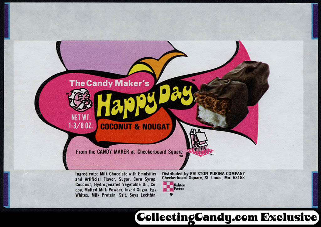 Ralston Purina - The Candy Maker's - Happy Day coconut and nougat bar wrapper - early 1970's