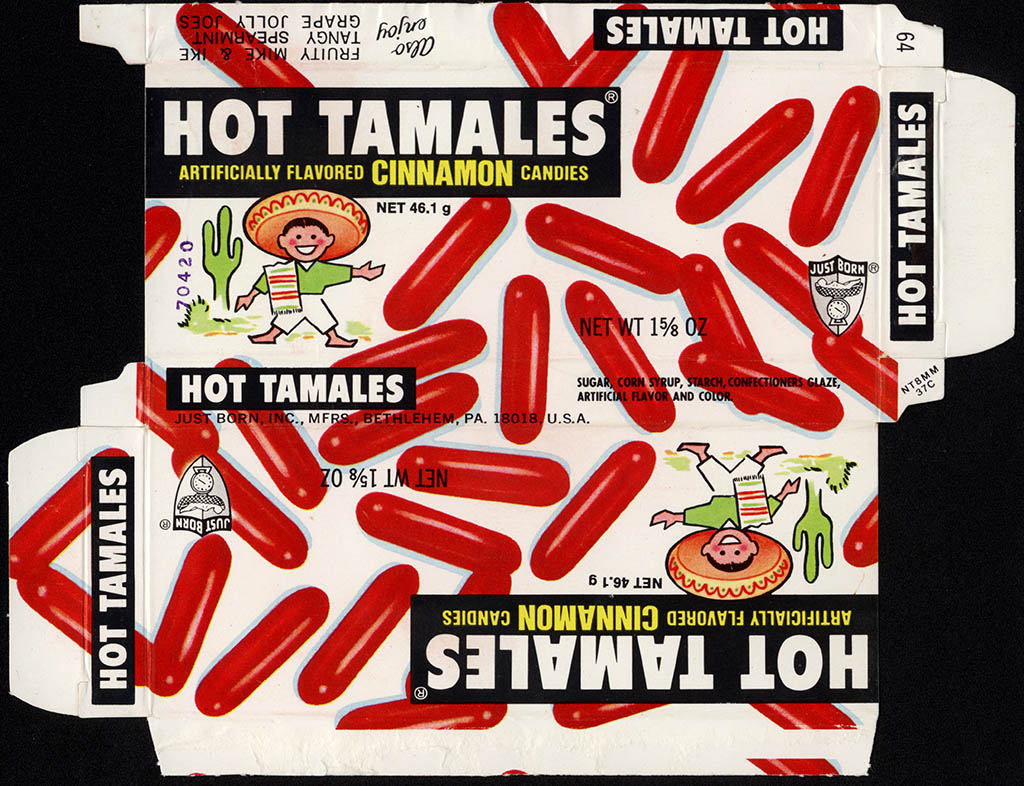 Just Born - Hot Tamales - 1 5/8 oz candy box - 1976
