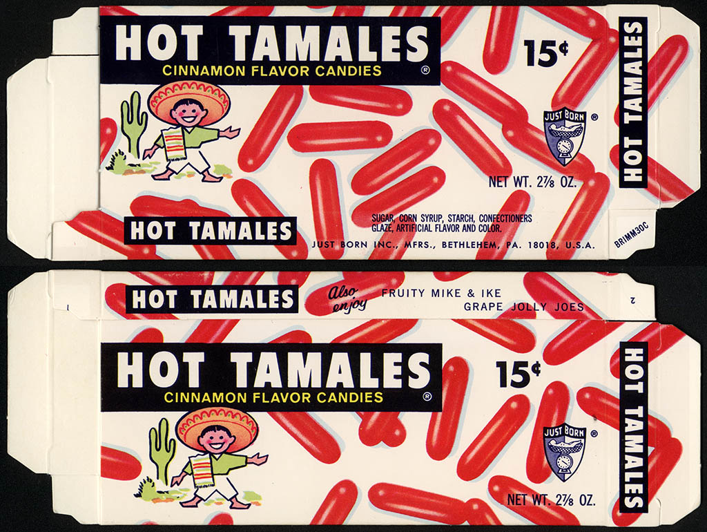 Just Born - Hot Tamales - 15-cent candy box - late  60's early 70's