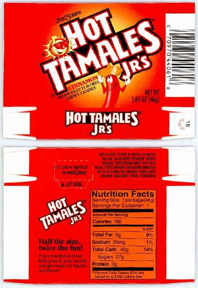Just Born - Hot Tamales Jr's - 1_65 oz candy box - 1998-1999_USTO Archives