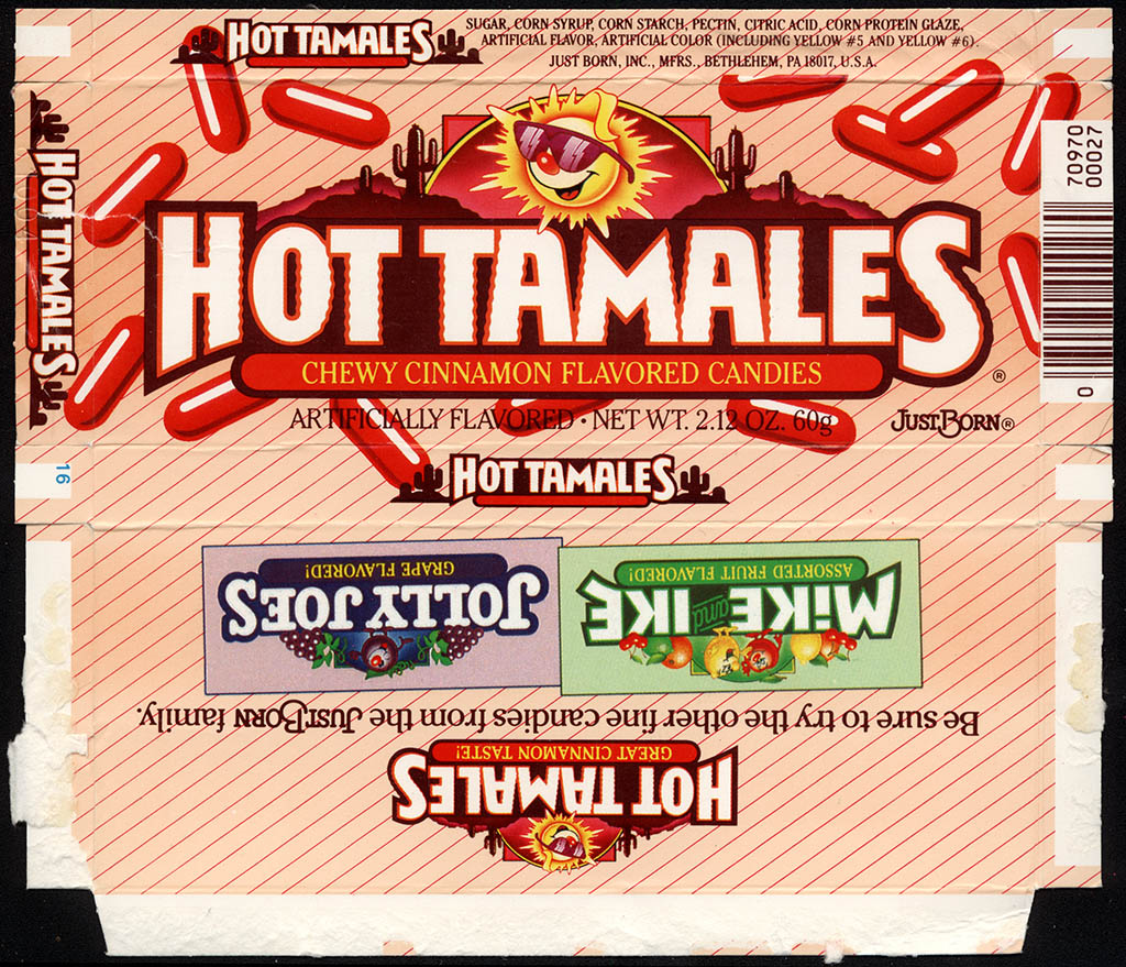 Just Born - Hot Tamales - 2.12 oz candy box - 1988