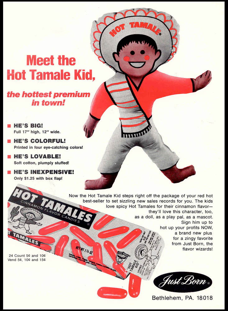 Just Born - Meet the Hot Tamales Kid -  candy  trade advertisement - 1971
