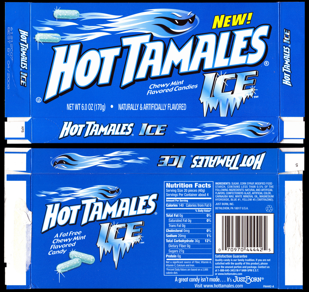 Just Born - Hot Tamales ICE - NEW! - 6 oz candy box - 2007