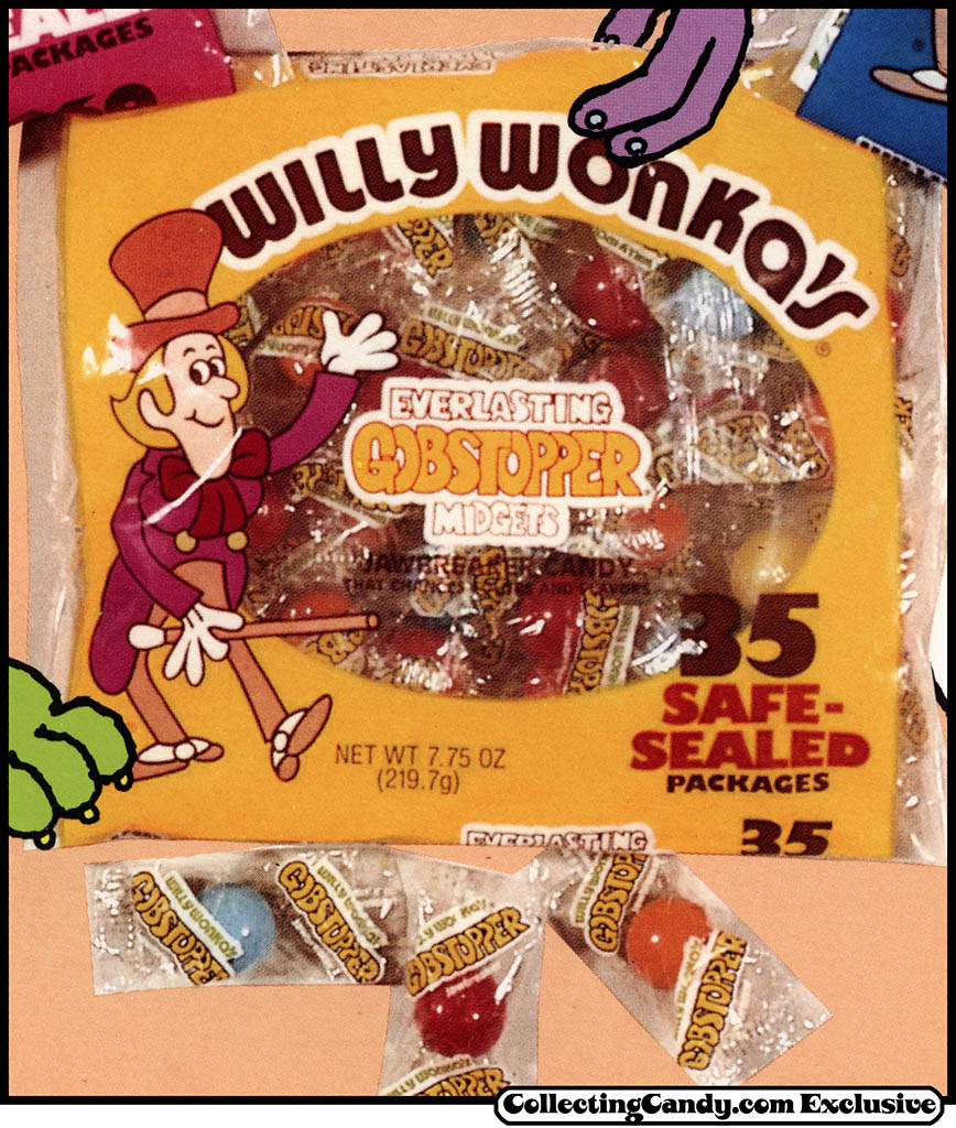1984 Wonka Halloween Bag Brochure close-up - Everlasting Gobstopper Midgets