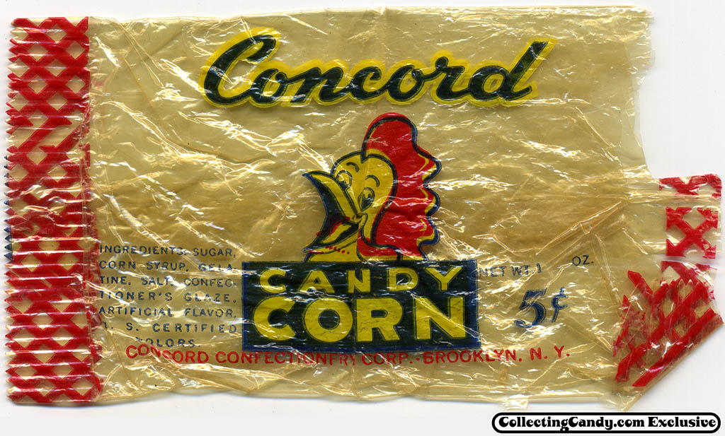 Concord Copnfectionery Corp - Condord Candy Corn - 5-cent cellophane candy package - 1950's