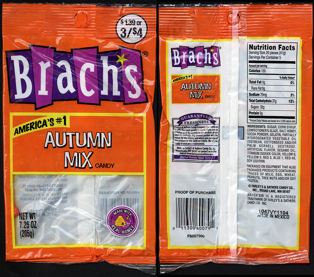 Farley's and Sather's - Brach's - Autumn Mix - 7.25 oz candy package - 2011-2012
