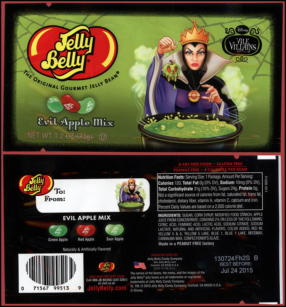 Jelly Belly - Disney Vile Villains - Evil Apple Mix - Halloween candy package - 2013