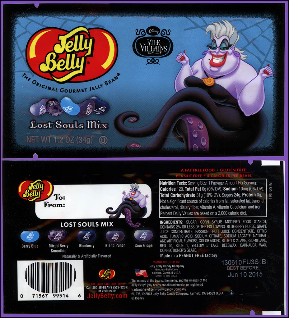 Jelly Belly - Disney Vile Villains - Lost Souls Mix - Halloween candy package - 2013