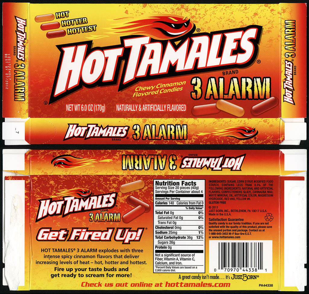 Just Born - Hot Tamales 3 Alarm - 6oz candy box - 2011