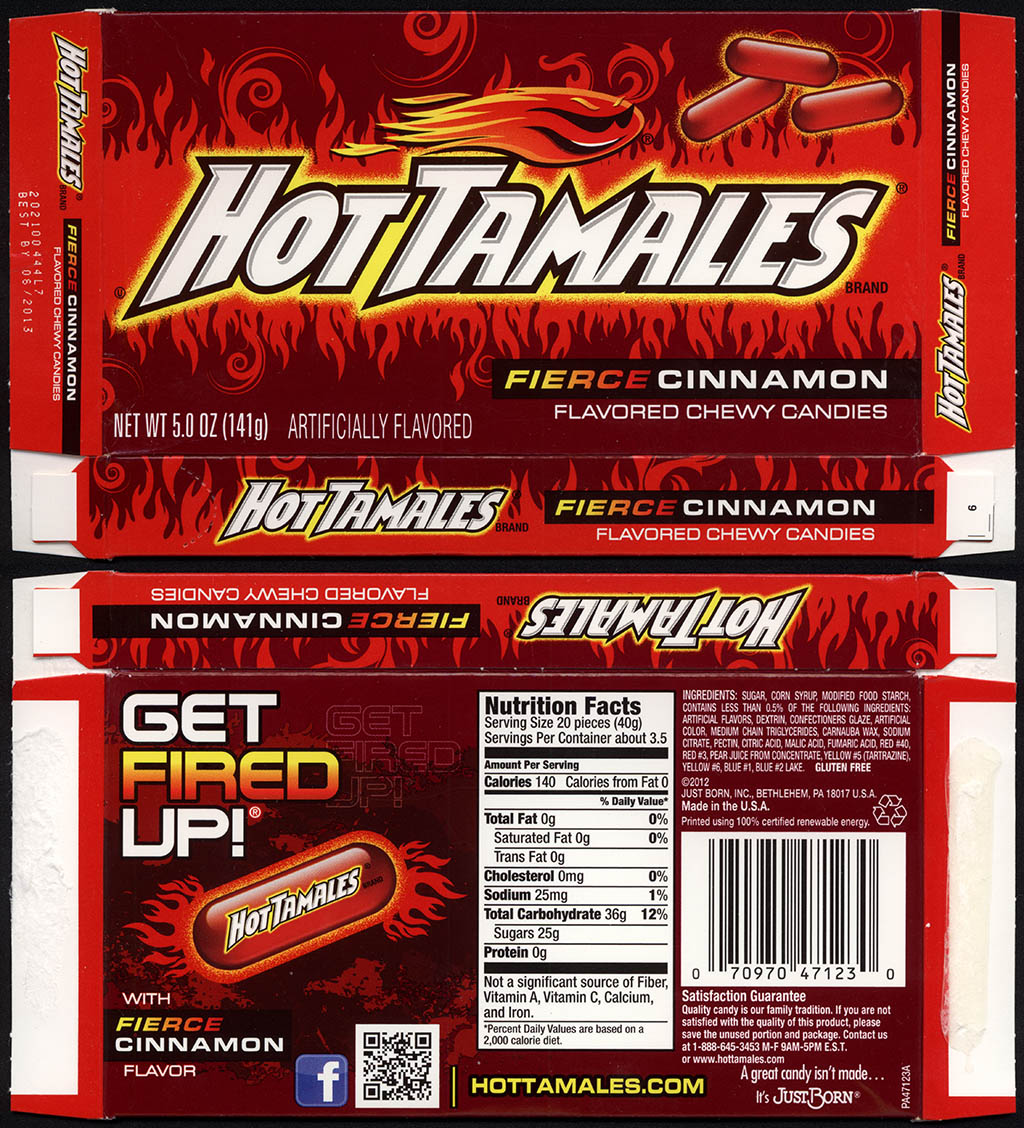 Just Born - Hot Tamales - Fierce Cinnamon - 5 oz candy box - 2012