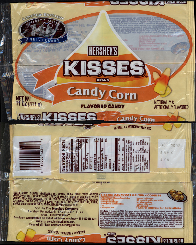 Hershey - Hershey Kisses Candy Corn Flavor - 100th Anniversary package - October 2007
