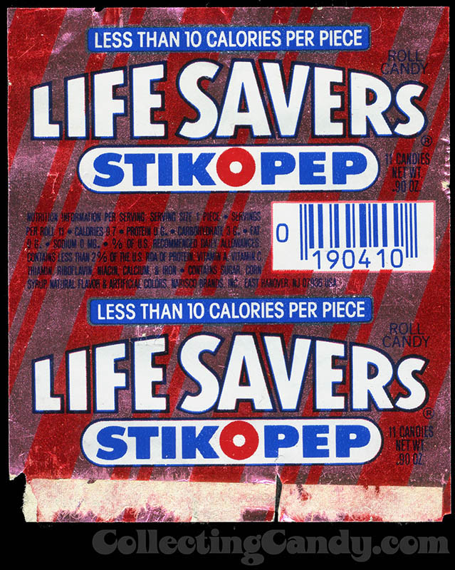 Lifesavers - Stick-O-Pep - foil candy roll wrapper - 1989