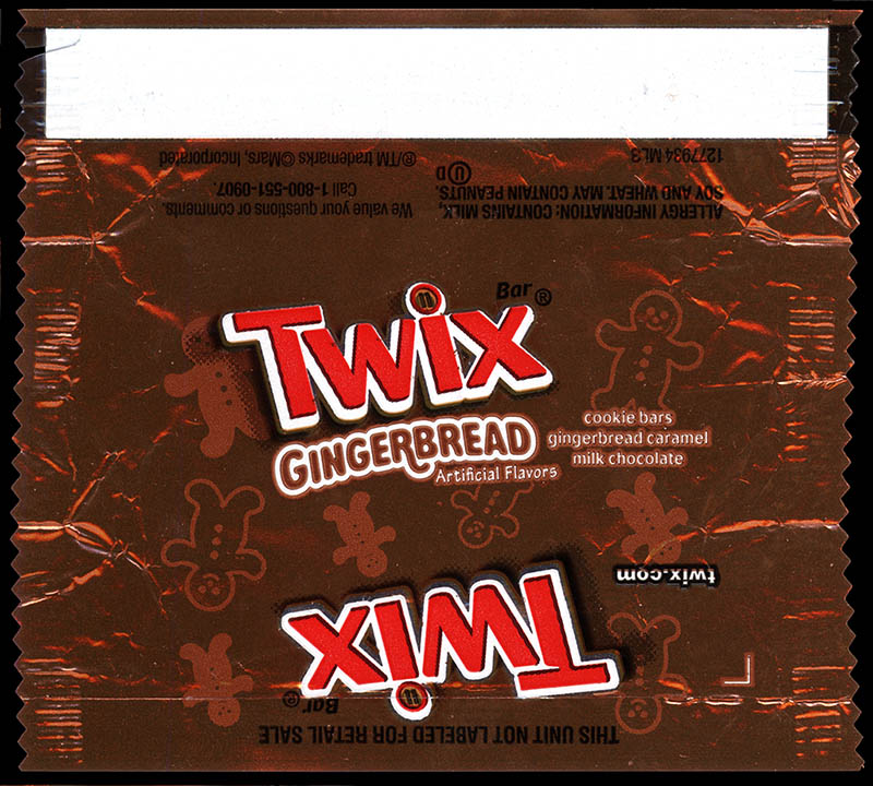 Mars - Twix Giingerbread - foil mini bar candy wrapper - November 2013