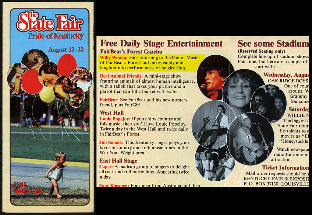 Willy Wonka Kentucky State Fair appearance - 1981 - courtesy Mark Sweet