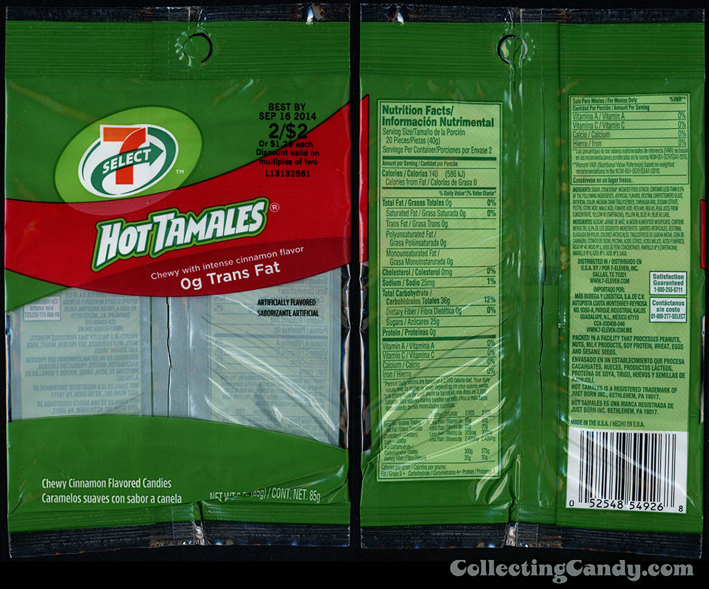 7-Eleven - 7-Select - Just Born Hot Tamales - store brand candy bag package - 2014