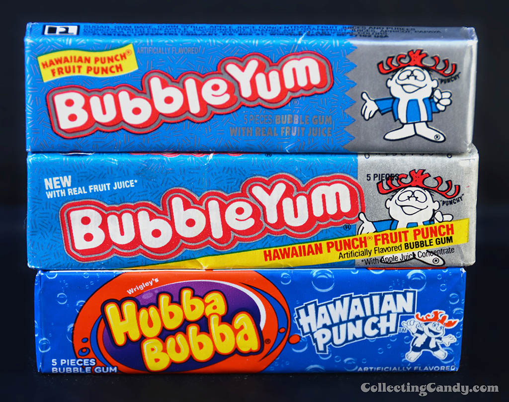 Hawaiian Punch gum packs - new and old stacked