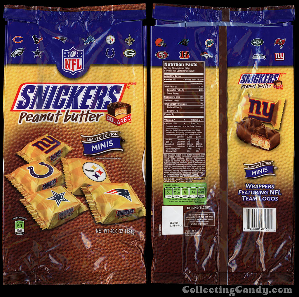Mars - Snickers Peanut Butter Squared Limited Edition NFL Minis - 40 oz candy package - Fall 2013