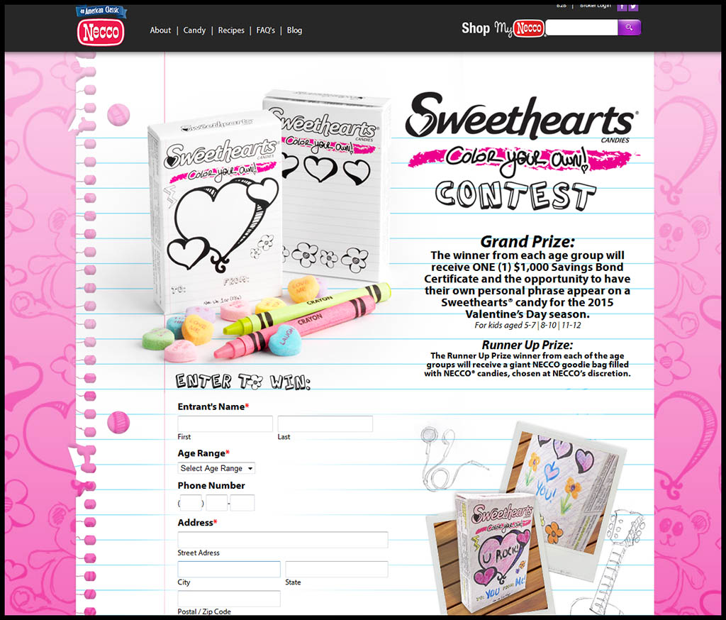 Sweethearts Color Your Own contest - 2014 webpage