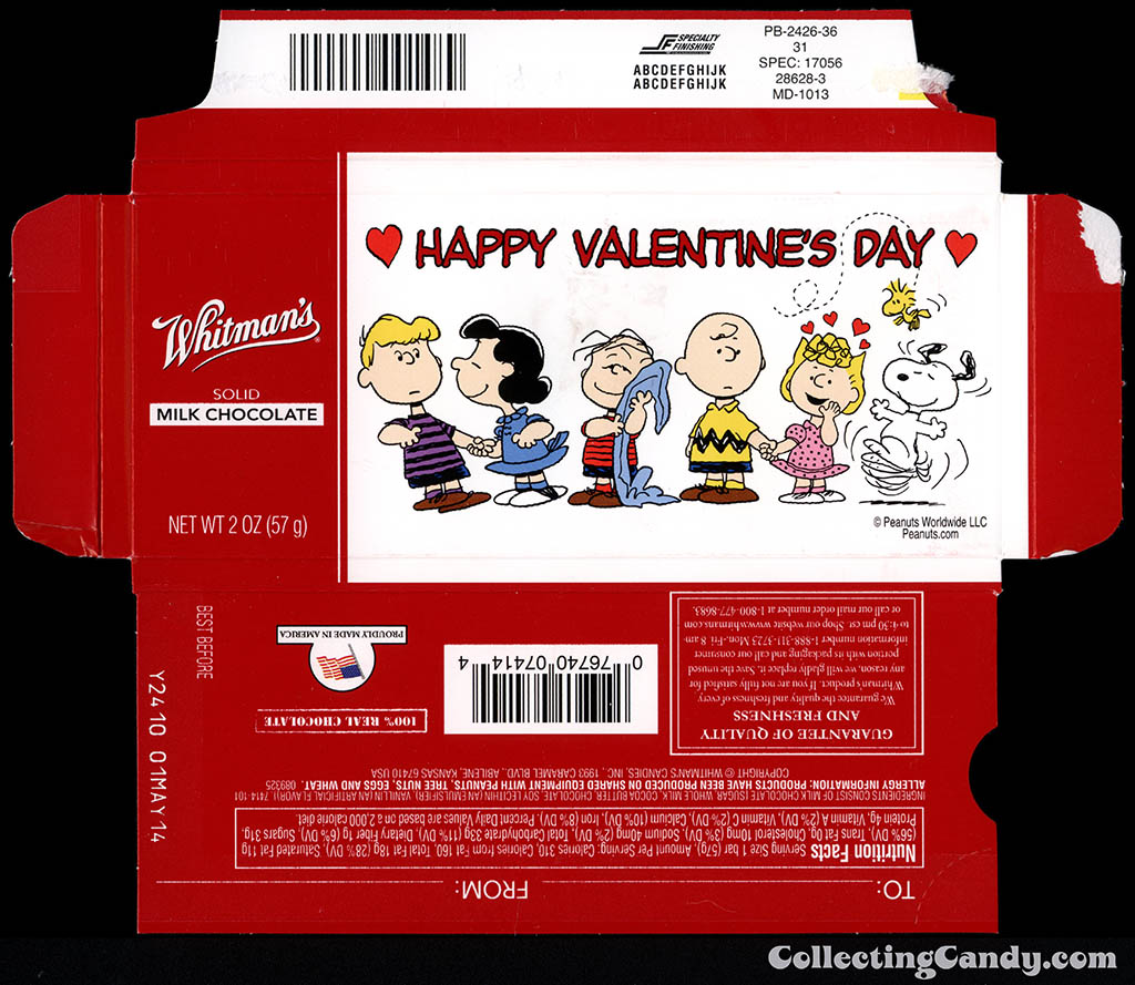 Whitman's - Peanuts Happy Valentine's Day group - 2 oz chocolate bar box - 2014