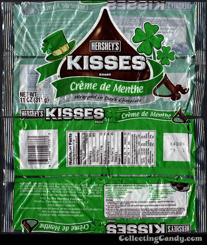 Hershey - Hershey's Kisses Creme de Menthe - St Patrick's Day - 11 oz chocooate candy package - Target exclusive? - 2008