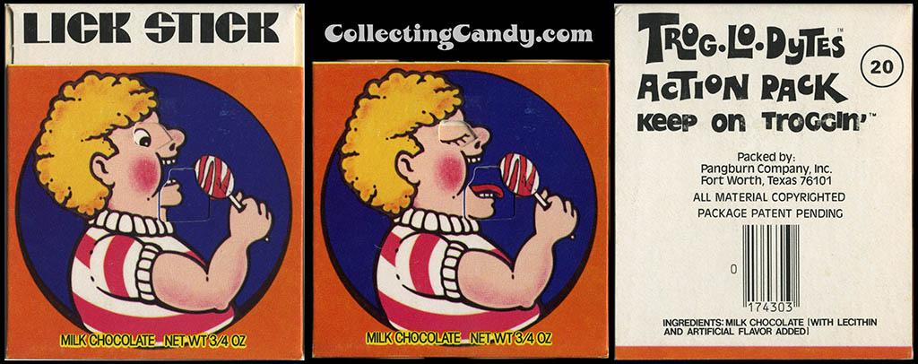 Pangburn - Trog-Lo-Dytes Action Pack #20 - Lick Stick  - chocolate candy package - 1970's